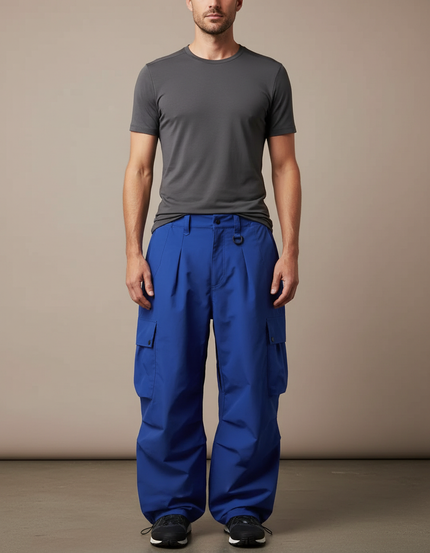 Pantalon Randonnée Bleu Ample Cargo Homme Imperméable - Polyester