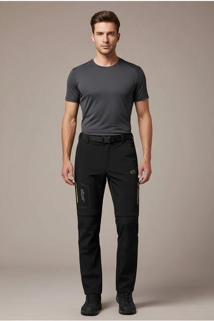 Pantalon Randonnée Convertible Homme - Noir Polyester