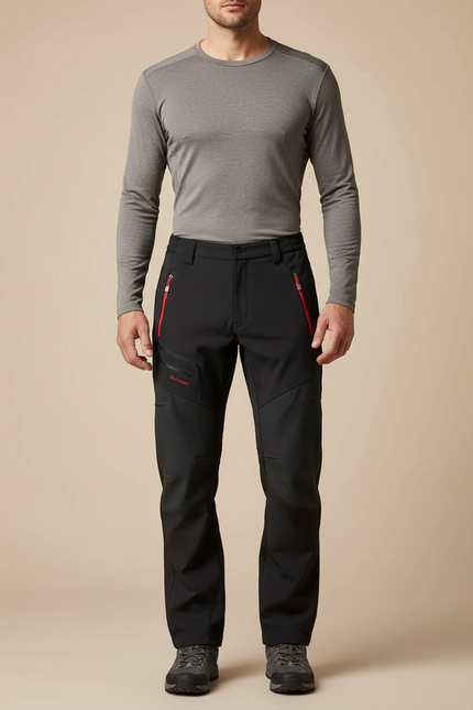 Pantalon Randonnée Noir Imperméable Softshell Homme - Polyester