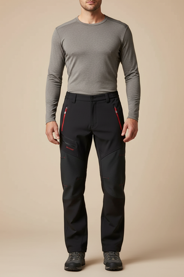 Pantalon Randonnée Noir Imperméable Softshell Homme - Polyester