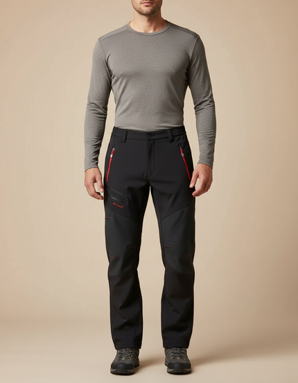 Pantalon Randonnée Noir Imperméable Softshell Homme - Polyester