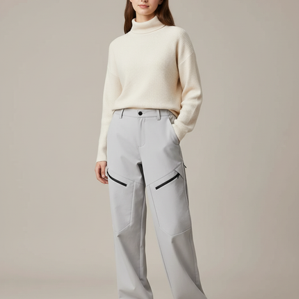 Pantalon Randonnée Gris Ample Zippé Décontracté - Polyester