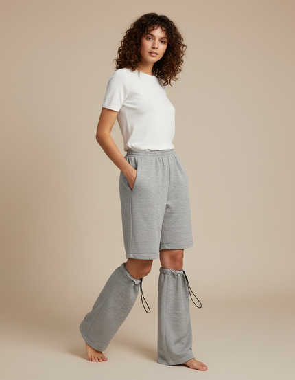 Pantalon Randonnée Gris Convertible Ample Femme Cordon - Molleton