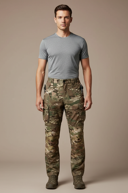 Pantalon Randonnée Camouflage Militaire Cargo Résistant Homme - Multicolore Toile