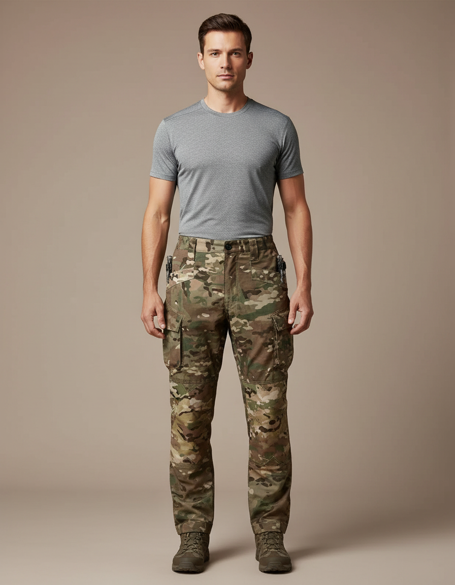 Pantalon Randonnée Camouflage Militaire Cargo Résistant Homme - Multicolore Toile