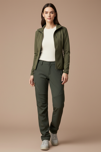 Pantalon Randonnée Femme Vert Doux Confortable Extensible - Polyester