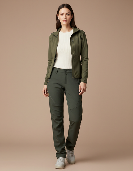 Pantalon Randonnée Femme Vert Doux Confortable Extensible - Polyester