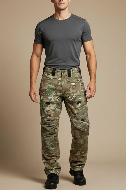 Pantalon Randonnée Camouflage Cargo Tactique Multipoches Homme - Multicolore Toile