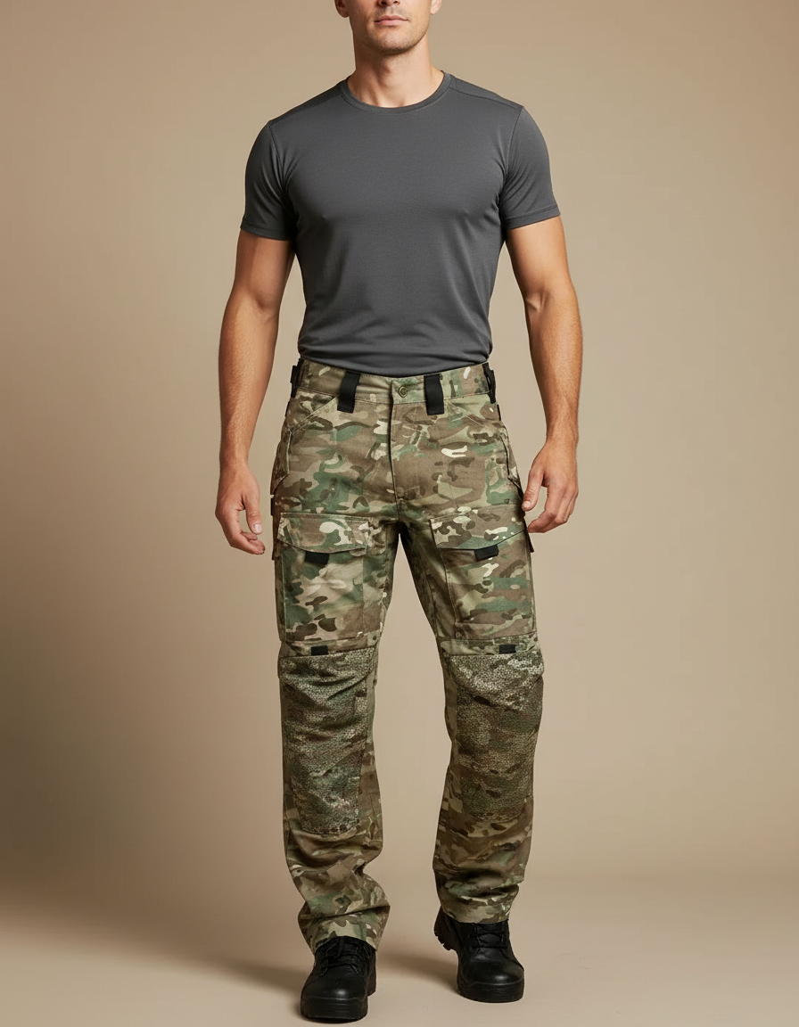 Pantalon Randonnée Camouflage Cargo Tactique Multipoches Homme - Multicolore Toile