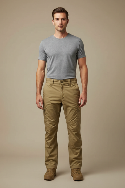 Pantalon Randonnée Kaki Cargo Tactique Résistant Homme - Toile