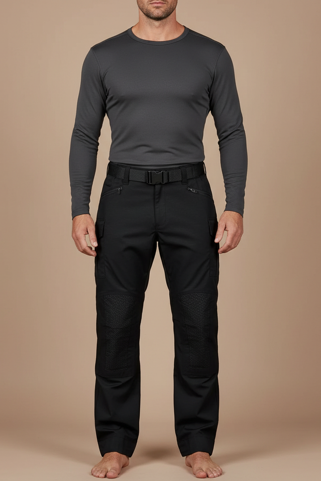 Pantalon Randonnée Noir Cargo Homme Tactique Résistant - Polyester