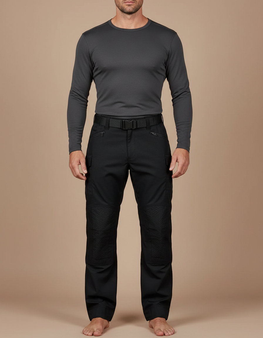 Pantalon Randonnée Noir Cargo Homme Tactique Résistant - Polyester