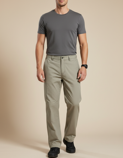 Pantalon Randonnée Kaki Coton Décontracté Homme Ample