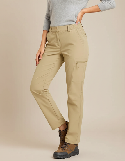 Pantalon Randonnée Beige Cargo Léger Femme Convertible - Polyester