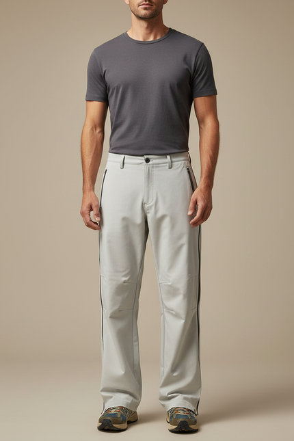 Pantalon Randonnée Gris Clair Droit Décontracté Homme - Polyester
