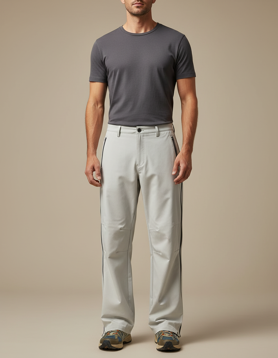 Pantalon Randonnée Gris Clair Droit Décontracté Homme - Polyester