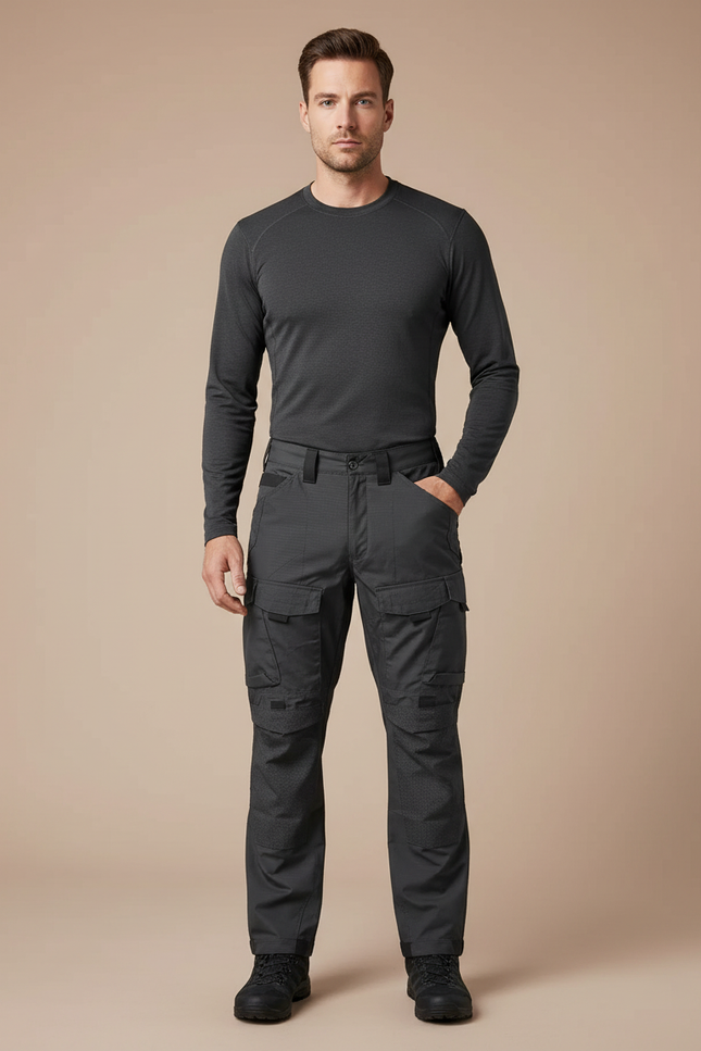 Pantalon Randonnée Gris Homme Cargo Tactique Résistant - Polyester