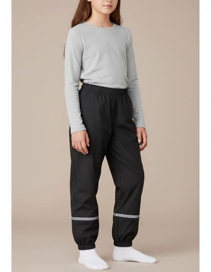 Pantalon Randonnée Noir Imperméable Réfléchissant Enfant - Polyester