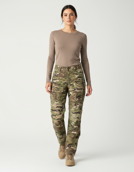 Pantalon Randonnée Multicam Cargo Robuste Femme - Multicolore Toile
