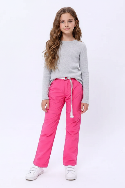 Pantalon Randonnée Rose Ample Enfant Cordon - Polyester