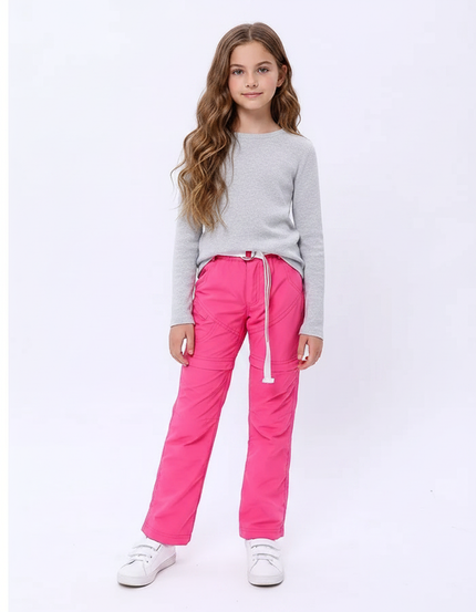 Pantalon Randonnée Rose Ample Enfant Cordon - Polyester