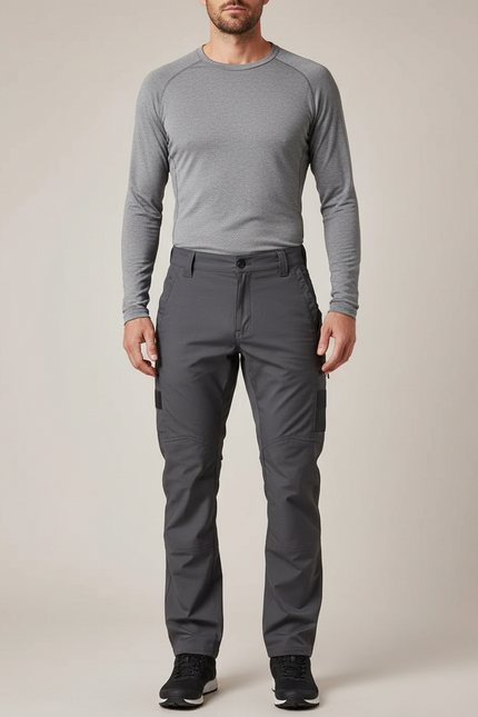 Pantalon Randonnée Gris Homme Résistant Coupe Droite - Polyester