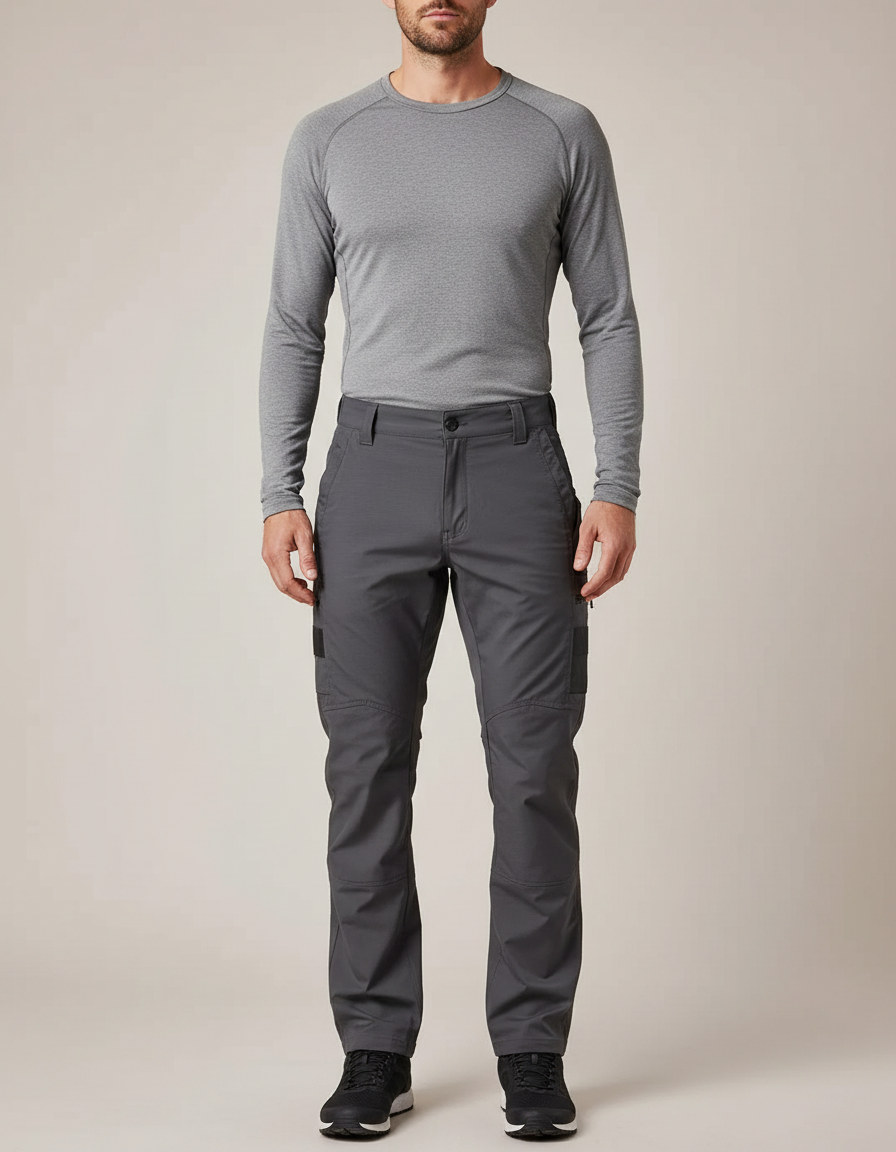 Pantalon Randonnée Gris Homme Résistant Coupe Droite - Polyester
