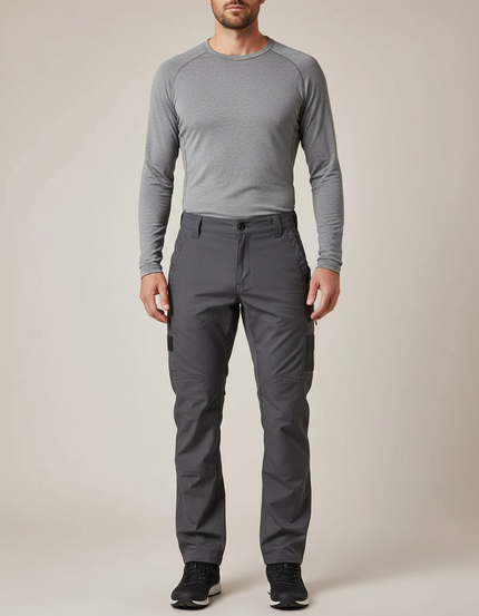 Pantalon Randonnée Gris Homme Résistant Coupe Droite - Polyester