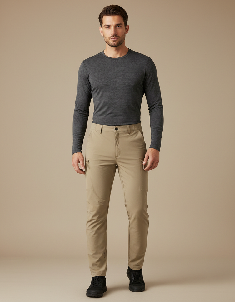 Pantalon Cargo Randonnée - Beige Polyester