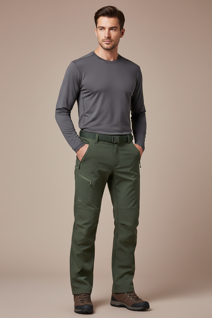 Pantalon Randonnée Vert Militaire Softshell Homme - Polyester