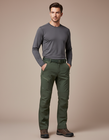 Pantalon Randonnée Vert Militaire Softshell Homme - Polyester