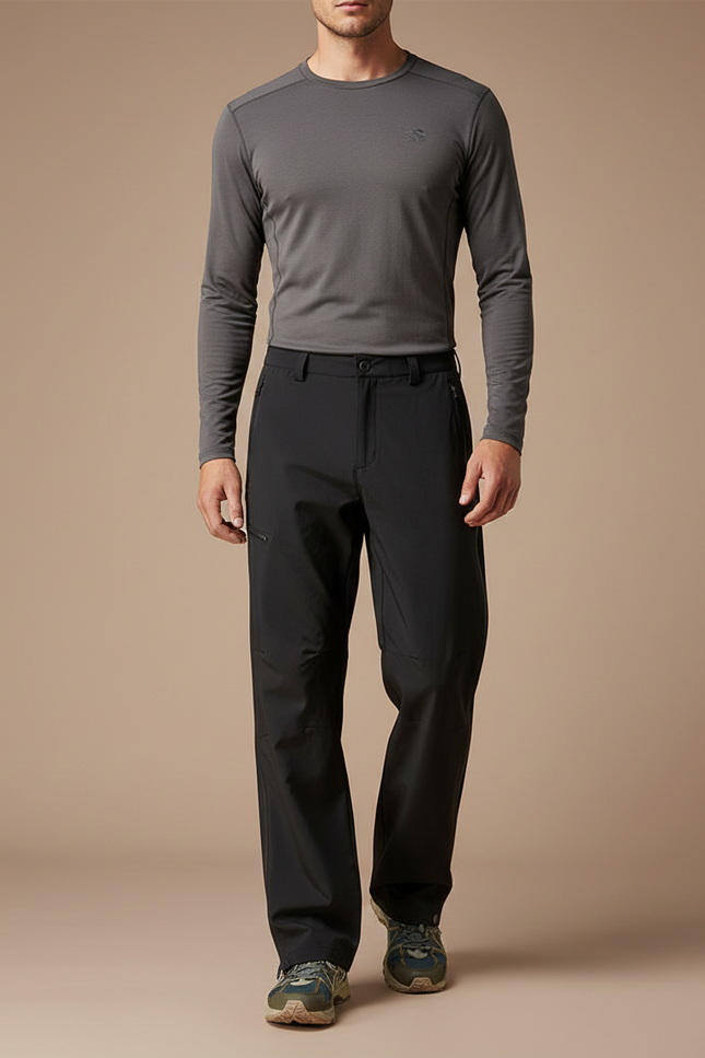 Pantalon Randonnée Noir Imperméable Respirant Zippé Homme - Polyester