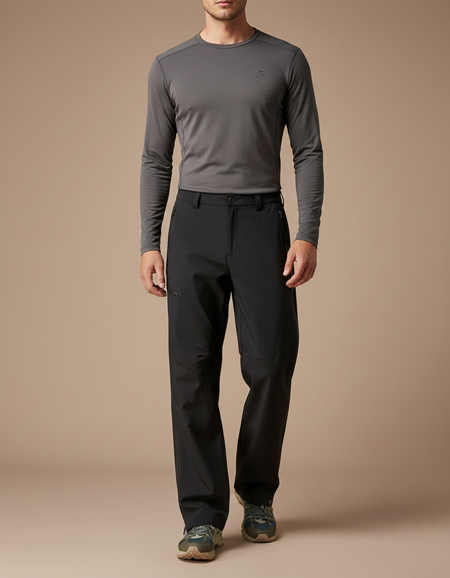 Pantalon Randonnée Noir Imperméable Respirant Zippé Homme - Polyester