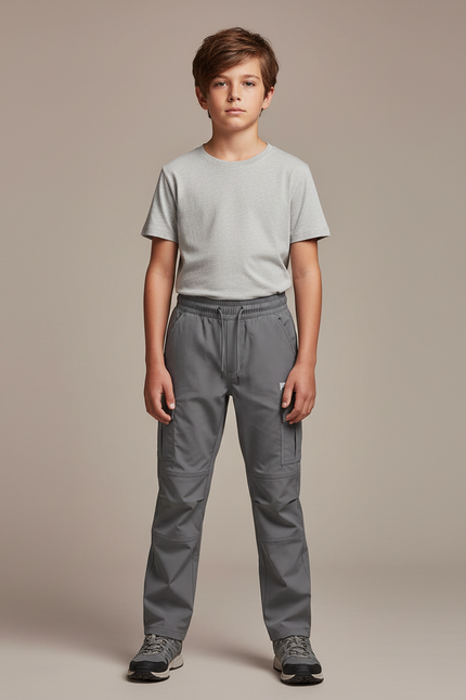 Pantalon Randonnée Gris Cargo Léger Enfant - Polyester