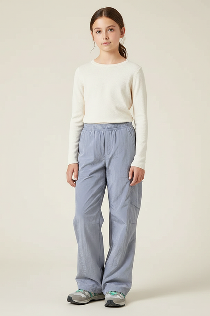 Pantalon Randonnée Gris Ample Nylon Enfant - Polyester