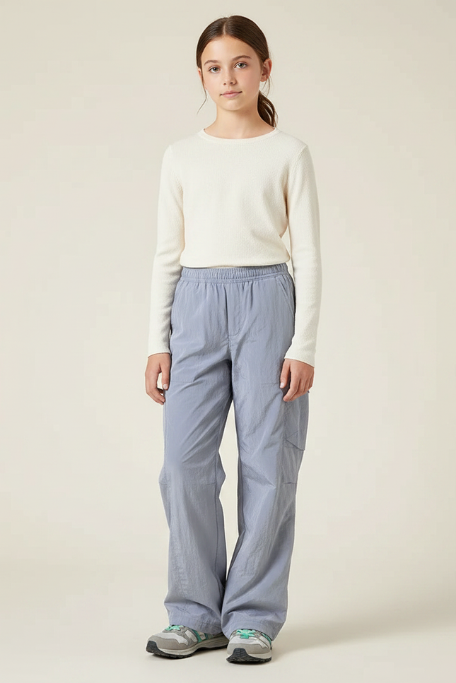 Pantalon Randonnée Gris Ample Nylon Enfant - Polyester