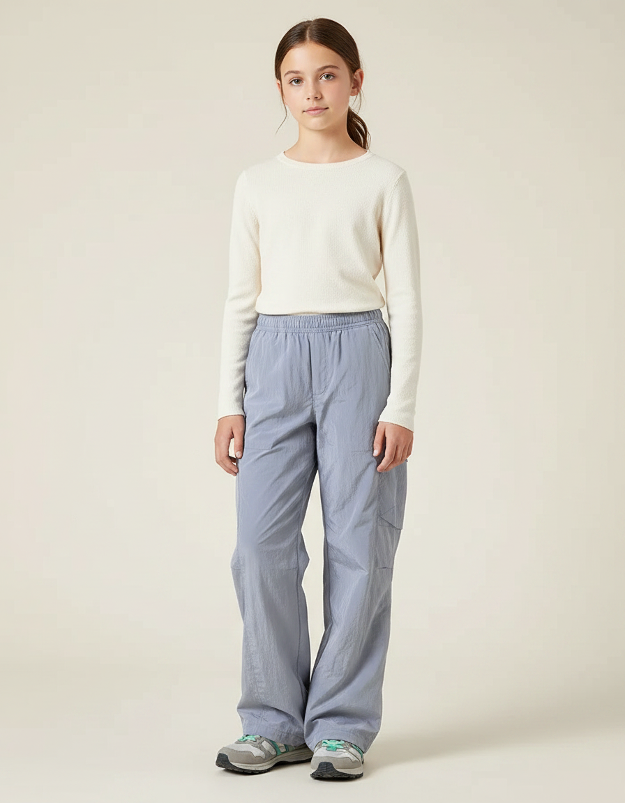 Pantalon Randonnée Gris Ample Nylon Enfant - Polyester