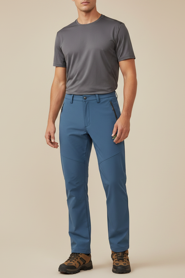 Pantalon Randonnée Bleu Marine Coupe Droite Zippé - Polyester