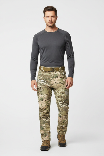 Pantalon Randonnée Camouflage Militaire Cargo Homme Épais - Multicolore Polyester