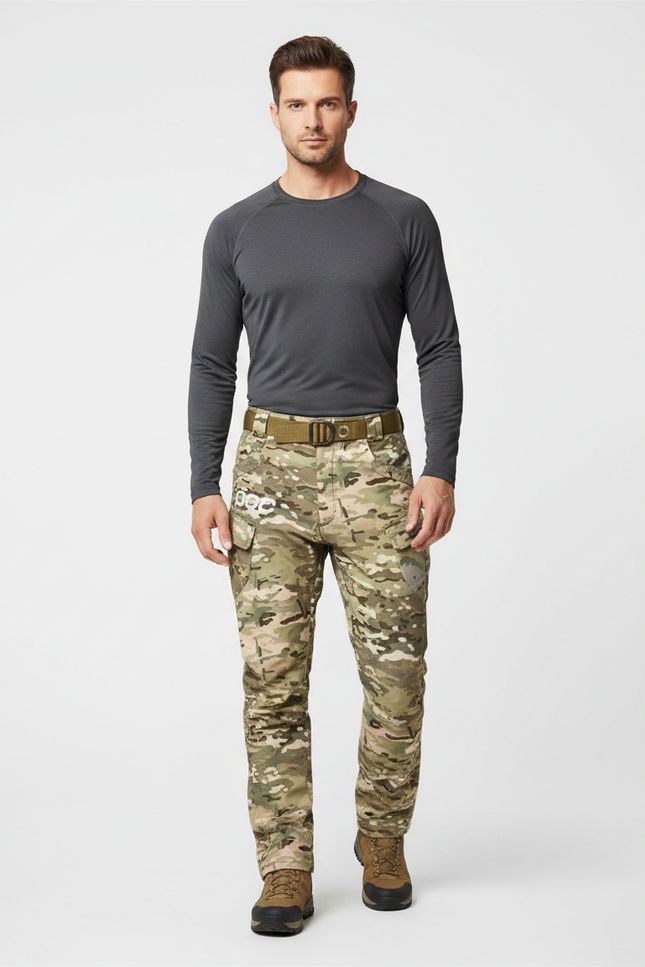 Pantalon Randonnée Camouflage Militaire Cargo Homme Épais - Multicolore Polyester