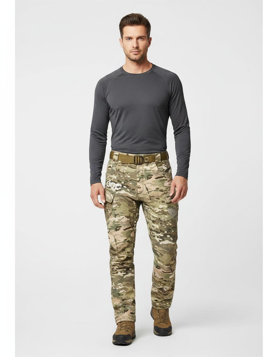 Pantalon Randonnée Camouflage Militaire Cargo Homme Épais - Multicolore Polyester