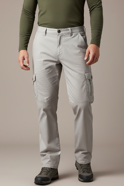 Pantalon Randonnée Gris Cargo Coton Homme Décontracté - Toile