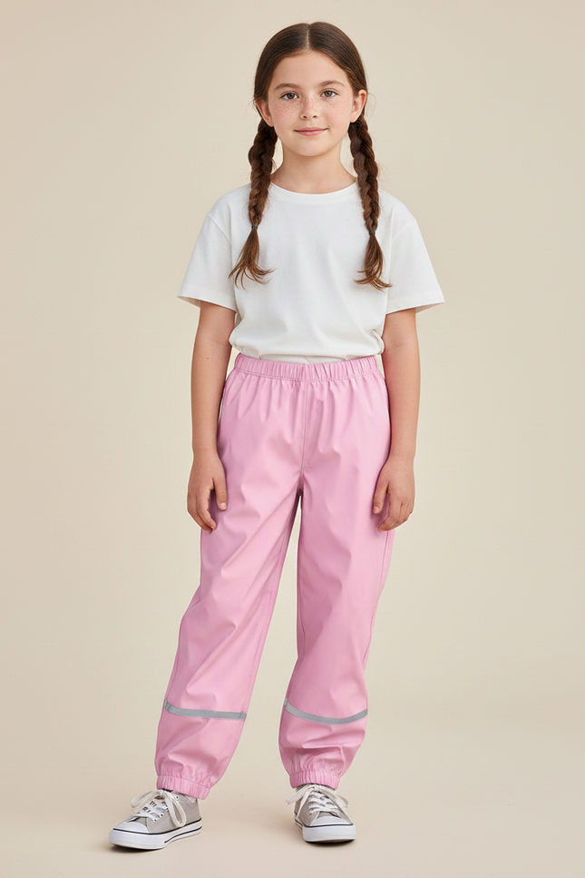 Pantalon Randonnée Rose Enfant Imperméable Réfléchissant Respirant - Polyester