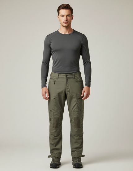 Pantalon Randonnée Kaki Cargo Homme Tactique Renforcé - Polyester