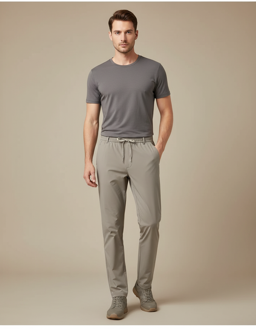Pantalon Randonnée Homme Léger Séchage Rapide Gris Clair - Polyester