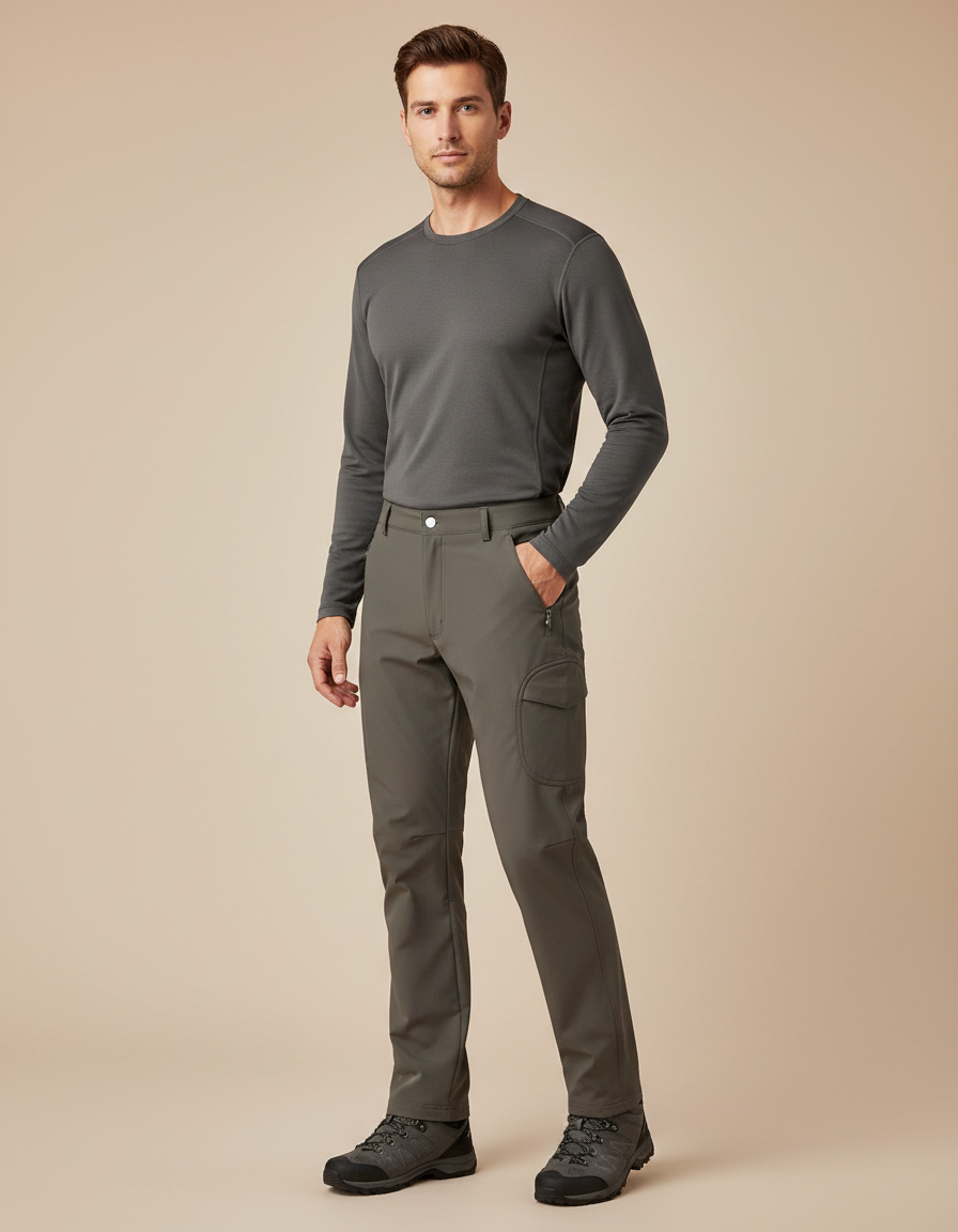Pantalon Treillis Randonnée - Kaki Polyester