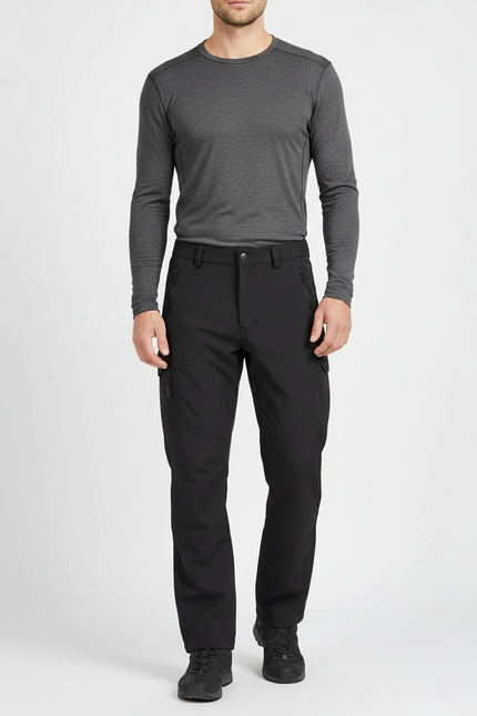 Pantalon Randonnée Noir Homme Imperméable Cargo Sport - Polyester