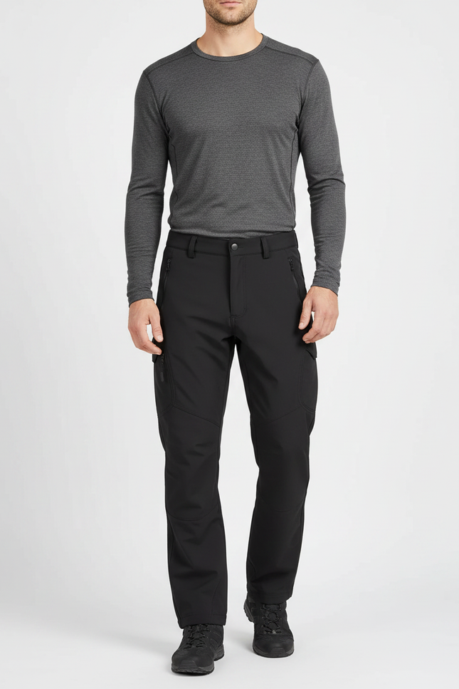 Pantalon Randonnée Noir Homme Imperméable Cargo Sport - Polyester