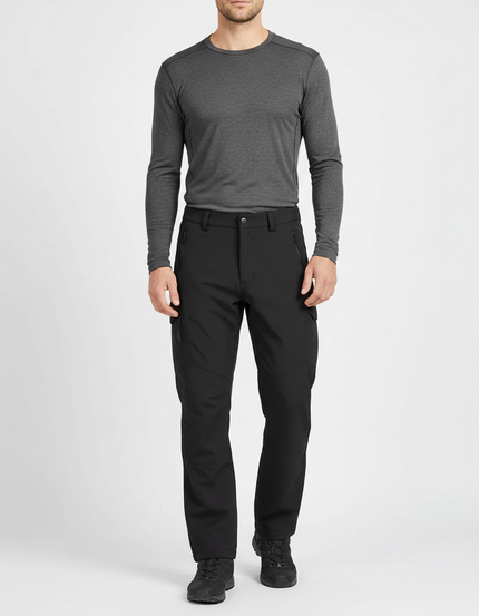 Pantalon Randonnée Noir Homme Imperméable Cargo Sport - Polyester