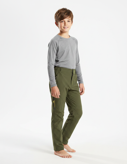 Pantalon Randonnée Vert Kaki Léger Respirant Enfant - Polyester